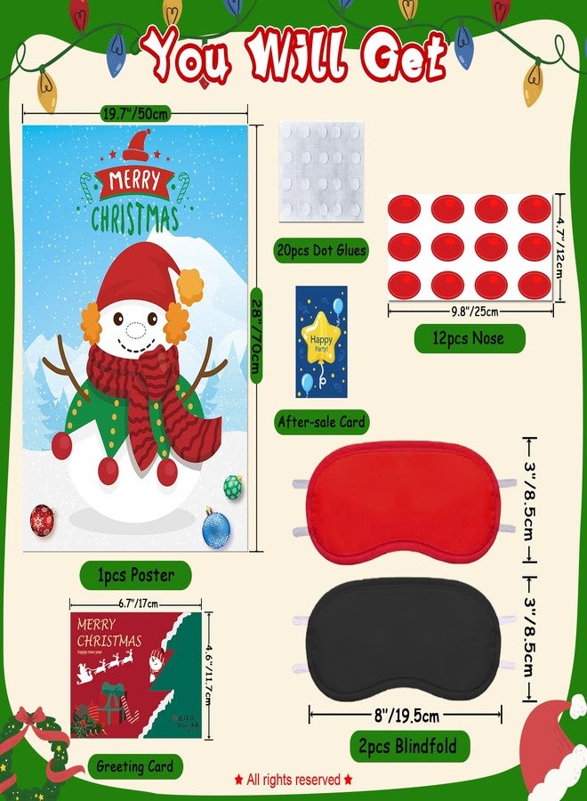 iPartyCool Christmas Games, Pin The Nose on The Snowman Christmas Party Games for Families Activities, Christmas Stickers for Kids Adults Christmas Party Decorations Gifts Supplies - Image 3
